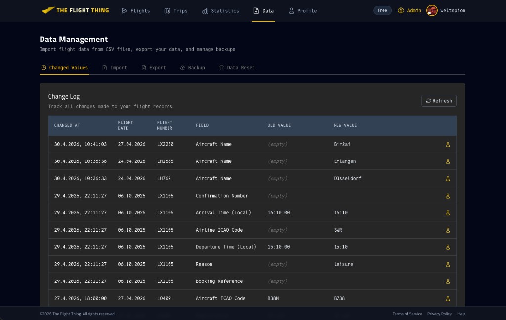 Realtime updates change log overview